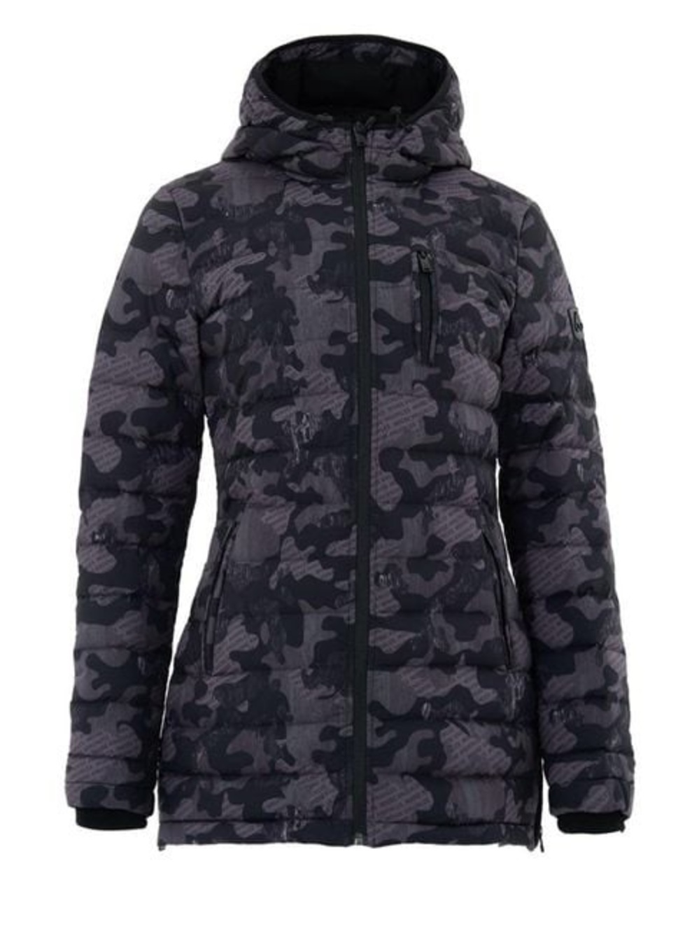 Moose Knuckles Women’s Hooded Camouflage Puffer Coat - Black & Dark Mauve
